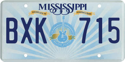 MS license plate BXK715
