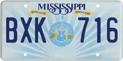 MS license plate BXK716