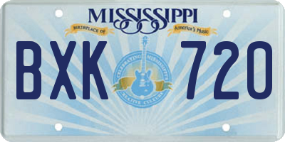 MS license plate BXK720