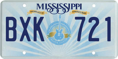 MS license plate BXK721