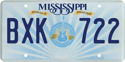 MS license plate BXK722