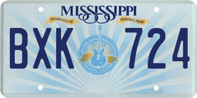 MS license plate BXK724