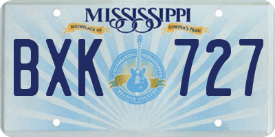MS license plate BXK727