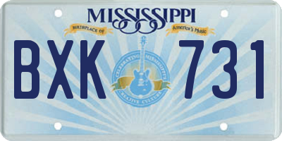 MS license plate BXK731