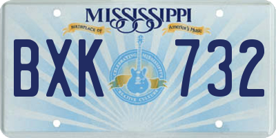 MS license plate BXK732