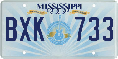 MS license plate BXK733