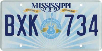 MS license plate BXK734