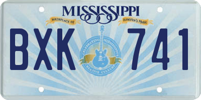 MS license plate BXK741