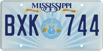 MS license plate BXK744