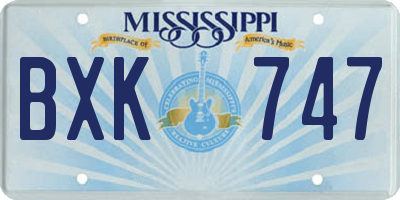 MS license plate BXK747