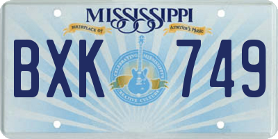 MS license plate BXK749