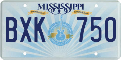 MS license plate BXK750