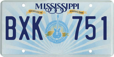 MS license plate BXK751