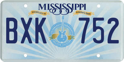MS license plate BXK752