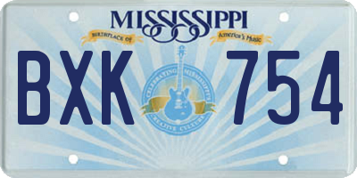 MS license plate BXK754