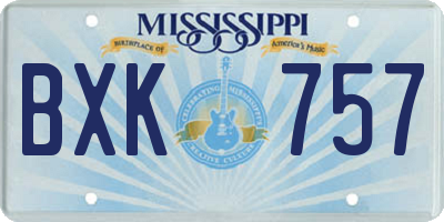 MS license plate BXK757