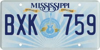 MS license plate BXK759