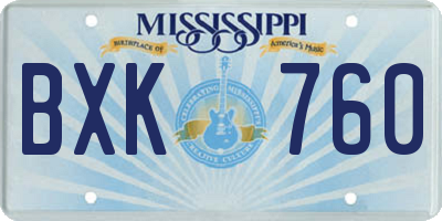 MS license plate BXK760