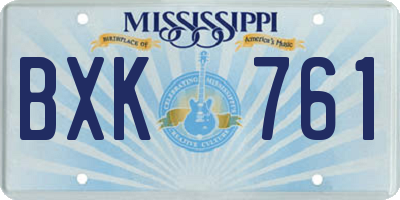 MS license plate BXK761