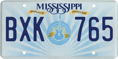 MS license plate BXK765