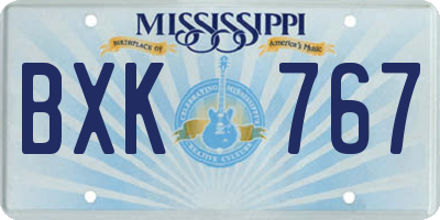 MS license plate BXK767