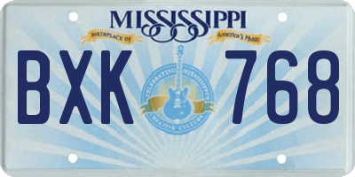 MS license plate BXK768