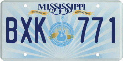 MS license plate BXK771