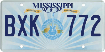 MS license plate BXK772