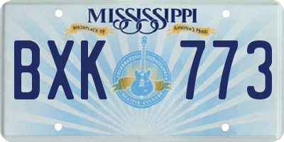 MS license plate BXK773