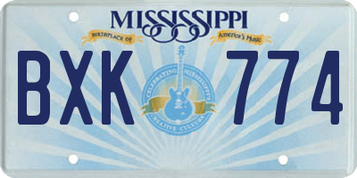 MS license plate BXK774