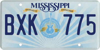 MS license plate BXK775