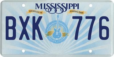 MS license plate BXK776
