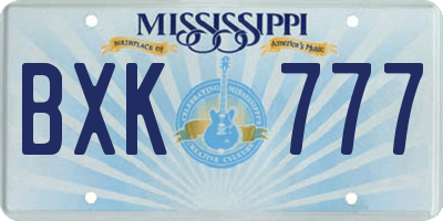 MS license plate BXK777