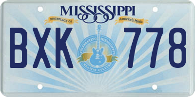 MS license plate BXK778
