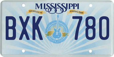 MS license plate BXK780