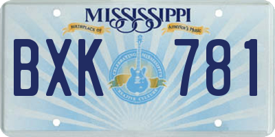 MS license plate BXK781