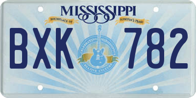 MS license plate BXK782
