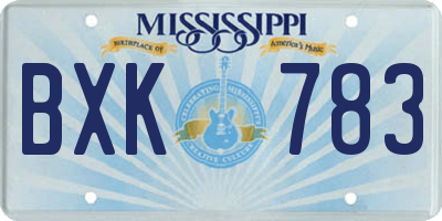 MS license plate BXK783