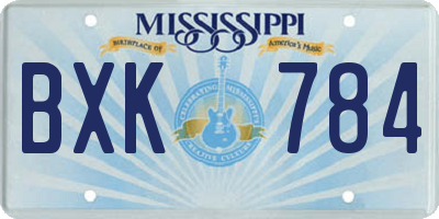 MS license plate BXK784