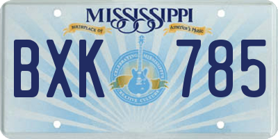 MS license plate BXK785
