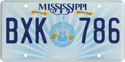 MS license plate BXK786