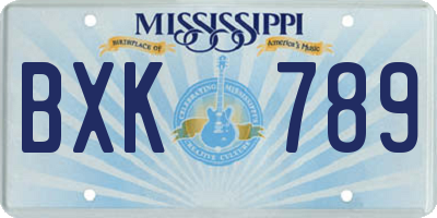 MS license plate BXK789