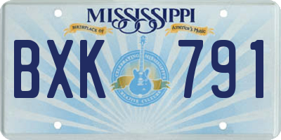 MS license plate BXK791