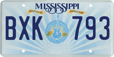 MS license plate BXK793