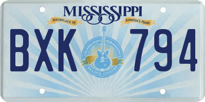 MS license plate BXK794