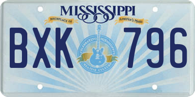 MS license plate BXK796