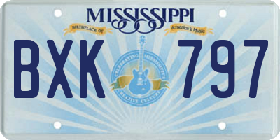 MS license plate BXK797
