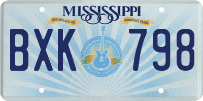 MS license plate BXK798