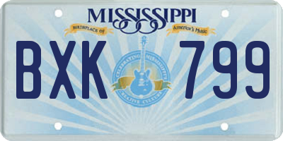 MS license plate BXK799