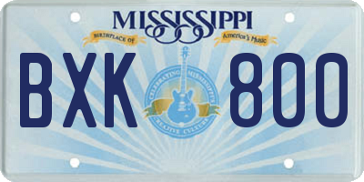MS license plate BXK800